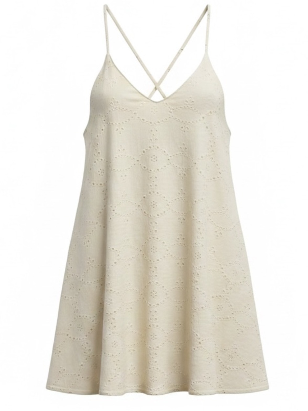 ASTR Eyelet Swing Mini  Sundress Ivory Size XS